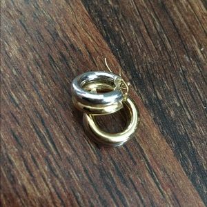 Small gold and silver colored hoop earrings